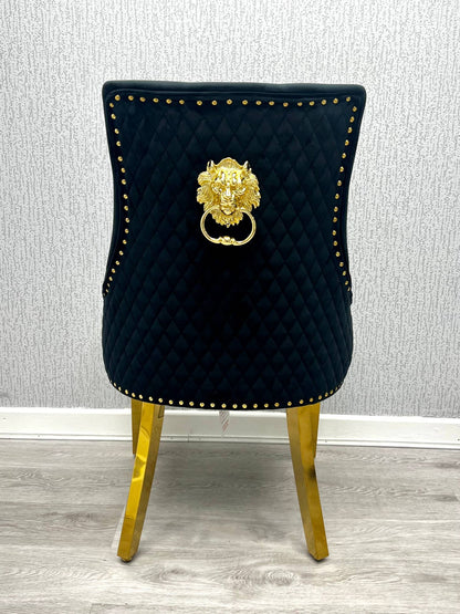 Majestic Black Gold Lion Knocker Chair - ASR Interiors