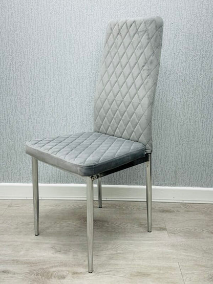 California Light Grey Velvet Dining Chair - ASR Interiors