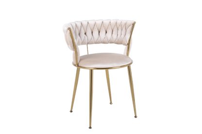 Camelia Cream Gold Dining Chair - ASR Interiors