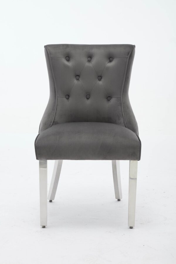 Portland Grey Velvet Dining Chair - ASR Interiors