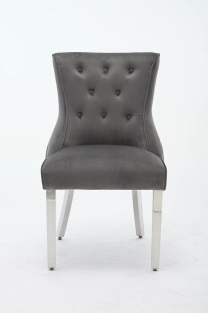 Portland Grey Velvet Dining Chair - ASR Interiors