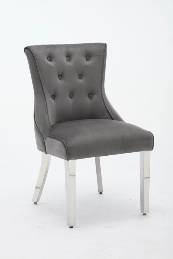 Portland Grey Velvet Dining Chair - ASR Interiors