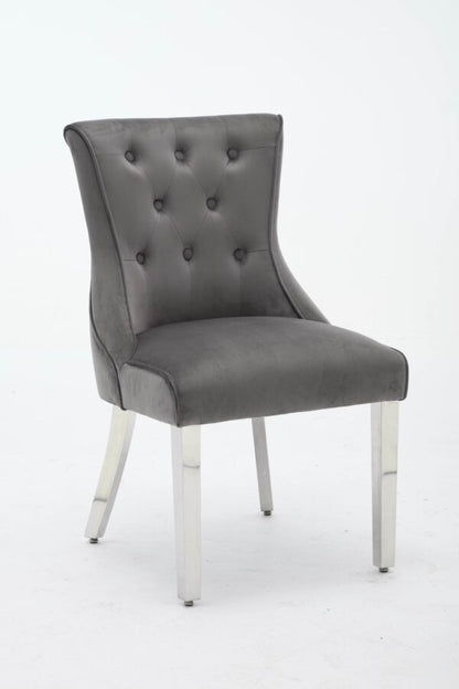 Portland Grey Velvet Dining Chair - ASR Interiors