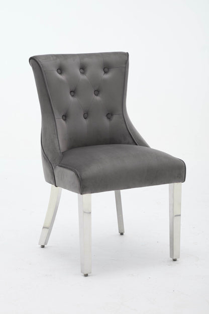 Portland Grey Velvet Dining Chair - ASR Interiors