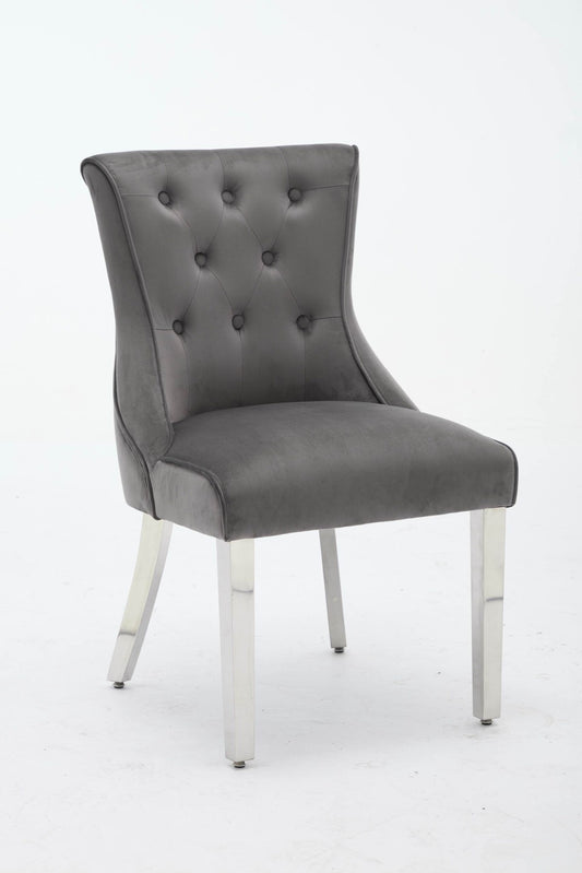 Portland Grey Velvet Dining Chair - ASR Interiors