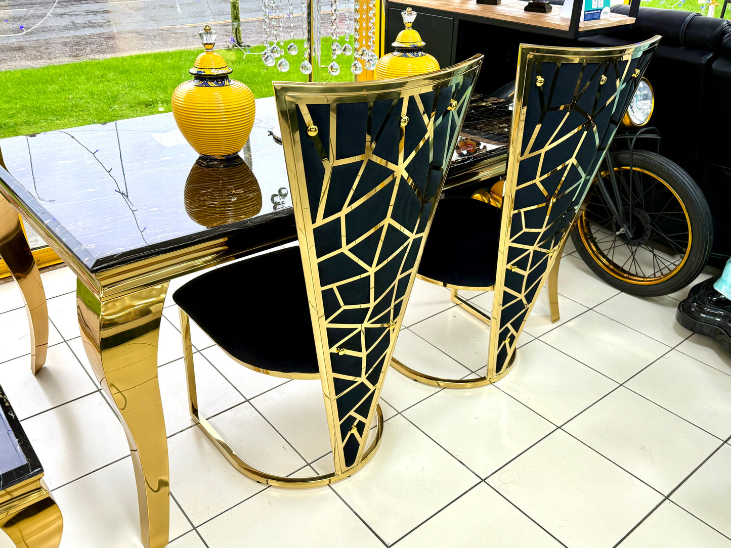 Vienna Black & Gold Dining Chair - ASR Interiors