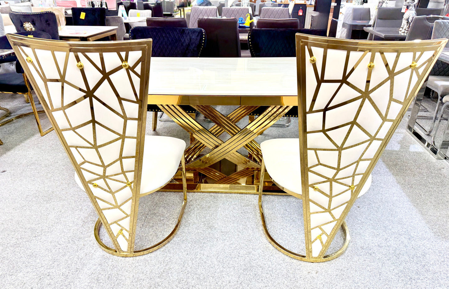 Vienna Cream & Gold Dining Chair - ASR Interiors