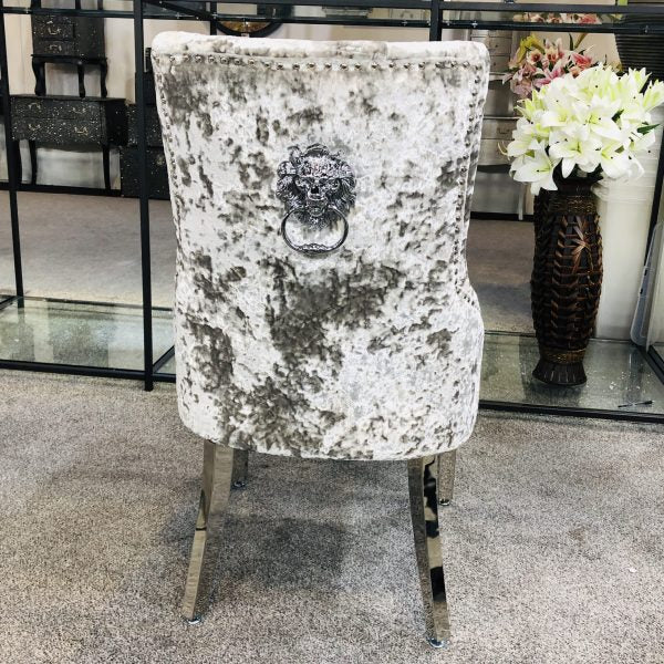 Majestic Premium Crushed Velvet Silver Dining Chair - ASR Interiors