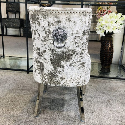 Majestic Premium Crushed Velvet Silver Dining Chair - ASR Interiors