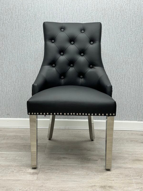 Majestic Midnight Black PU Leather Dining Chair - ASR Interiors