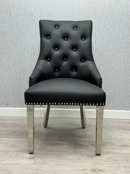 Majestic Midnight Black PU Leather Dining Chair - ASR Interiors