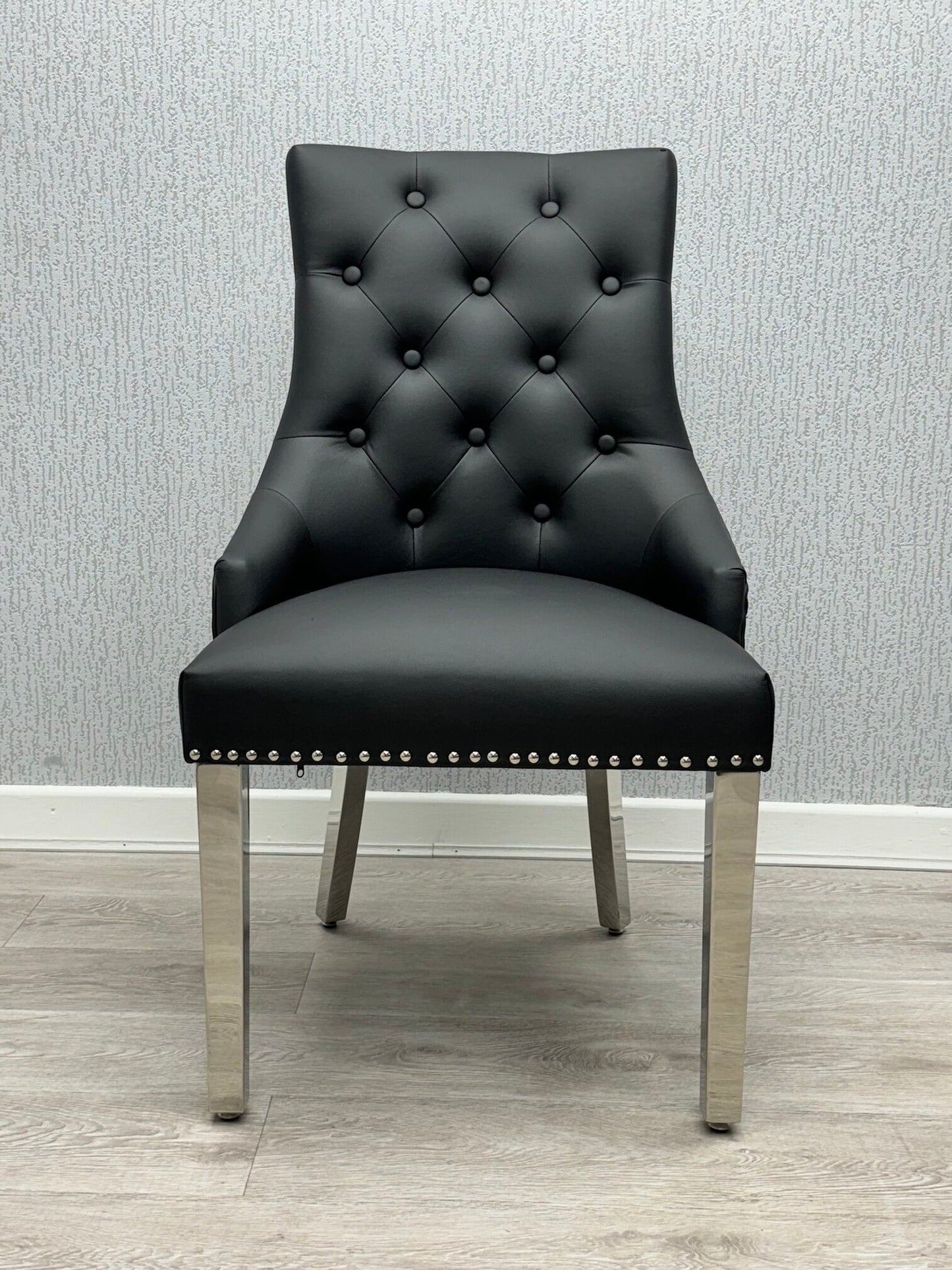 Majestic Midnight Black PU Leather Dining Chair - ASR Interiors