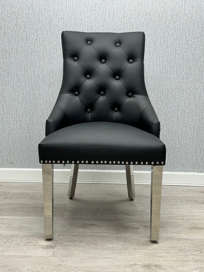Majestic Midnight Black PU Leather Dining Chair - ASR Interiors