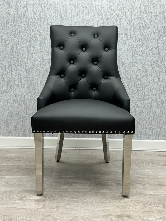 Majestic Midnight Black PU Leather Dining Chair - ASR Interiors