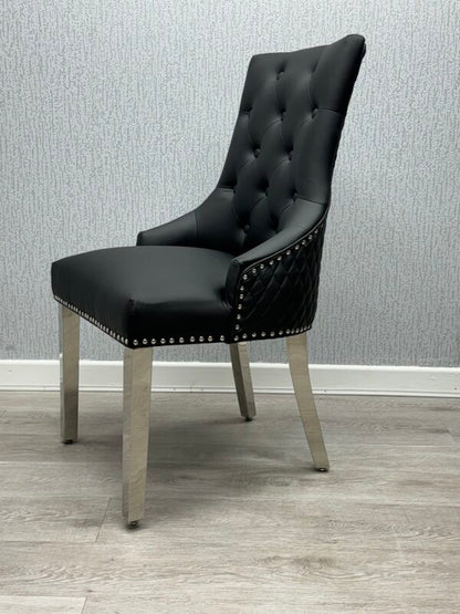Majestic Midnight Black PU Leather Dining Chair - ASR Interiors