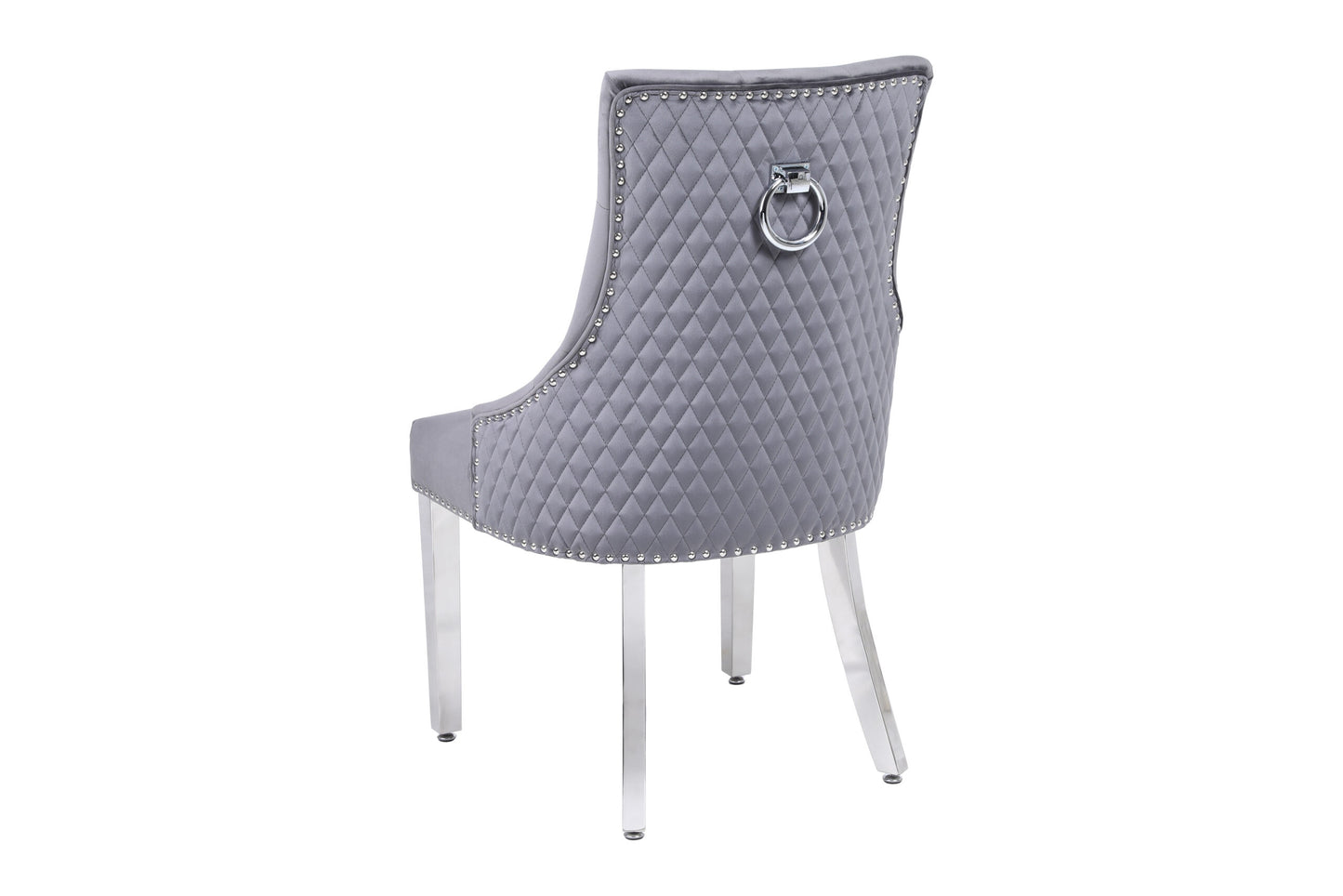 Majestic Round Knocker Grey Velvet Dining Chair - ASR Interiors
