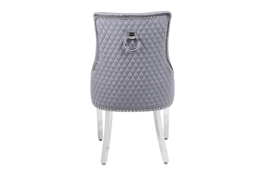 Majestic Round Knocker Grey Velvet Dining Chair - ASR Interiors
