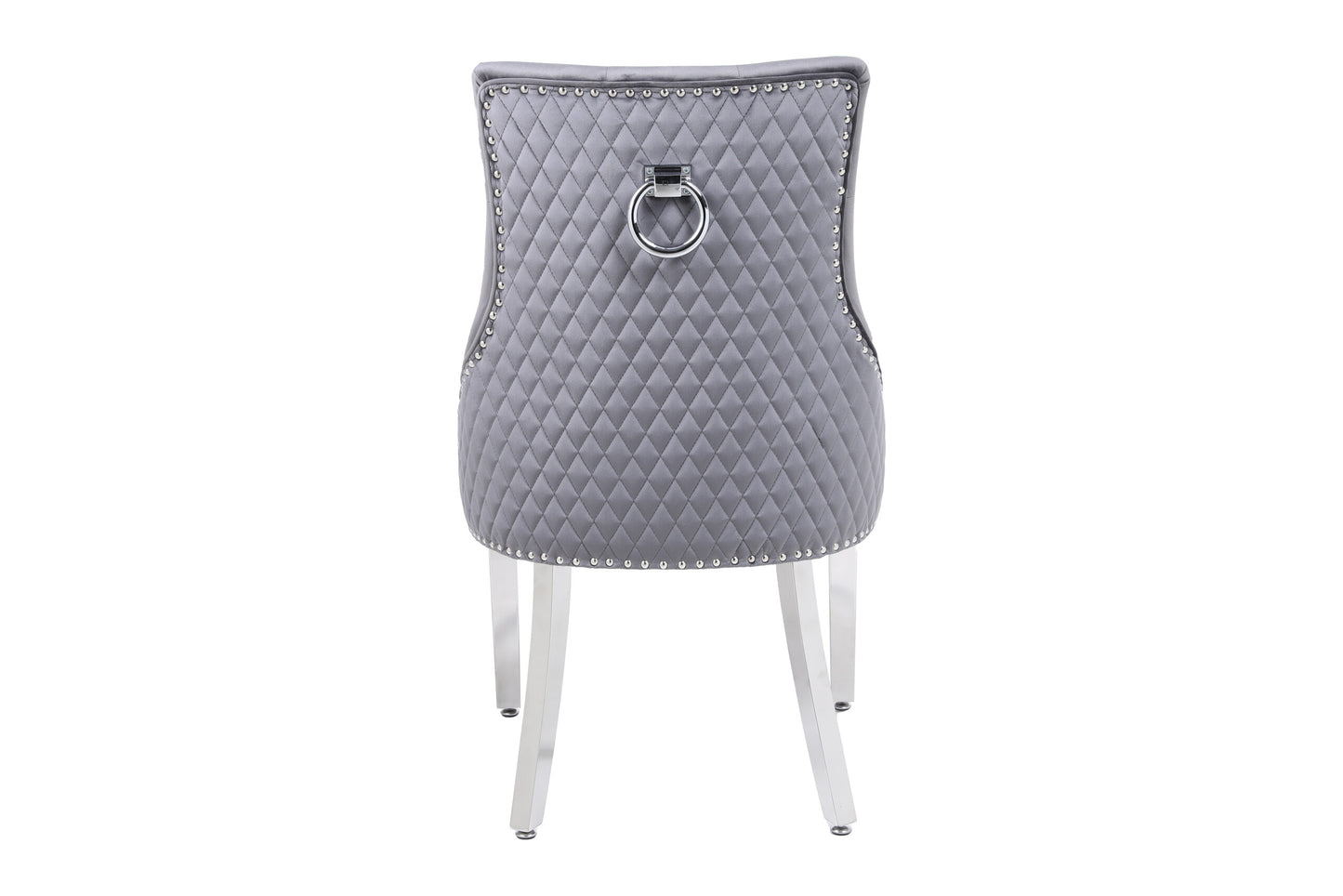 Majestic Round Knocker Grey Velvet Dining Chair - ASR Interiors