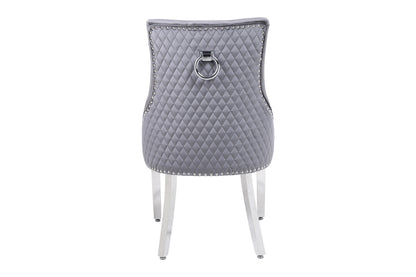 Majestic Round Knocker Grey Velvet Dining Chair - ASR Interiors
