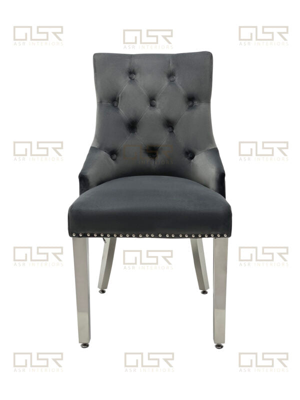 Majestic Dark Grey Velvet Dining Chair - ASR Interiors