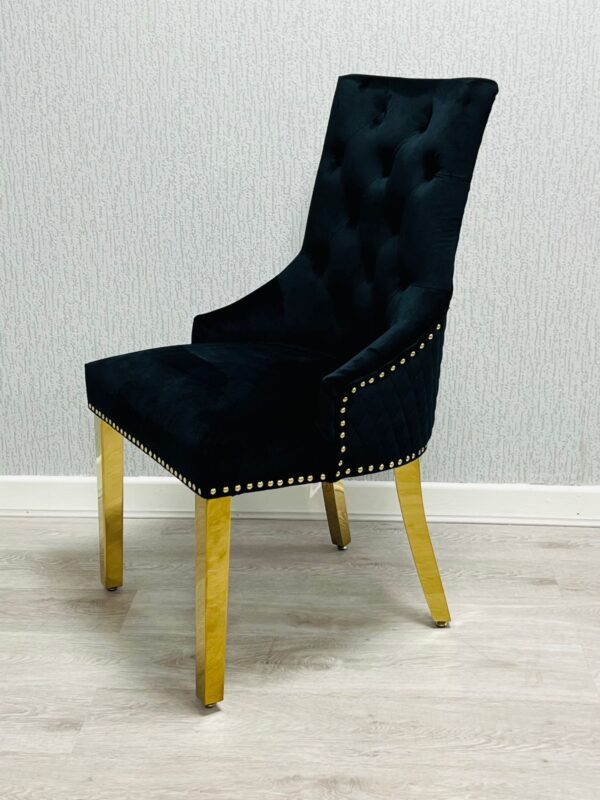 Majestic Black Gold Ring Knocker Chair - ASR Interiors