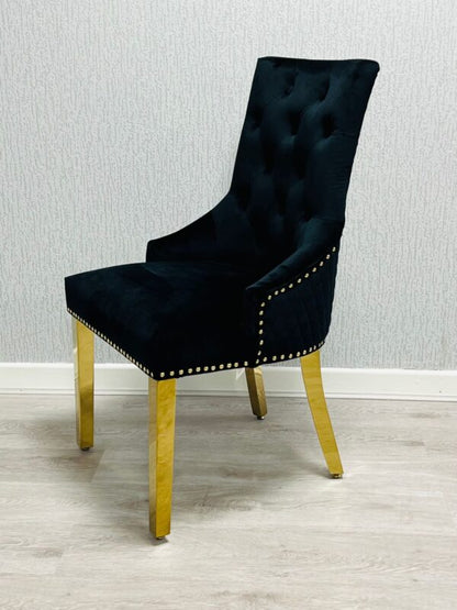 Majestic Black Gold Ring Knocker Chair - ASR Interiors