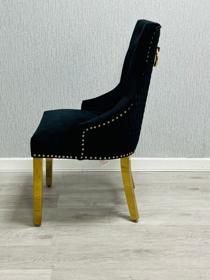 Majestic Black Gold Ring Knocker Chair - ASR Interiors