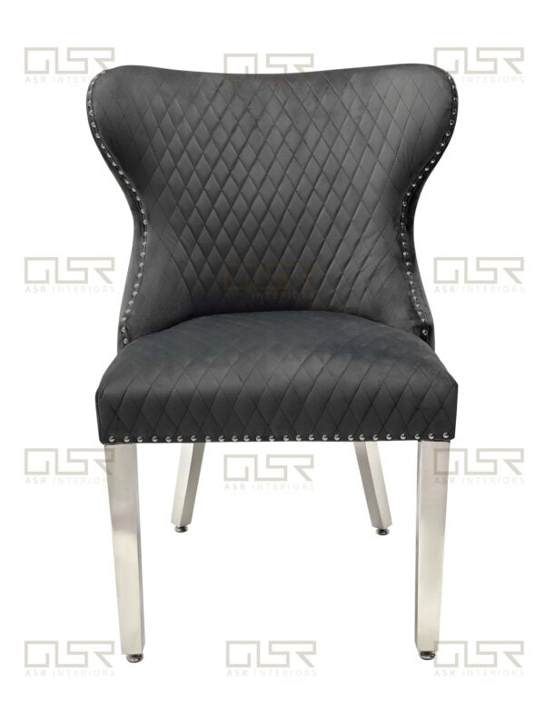 Valentino Grey Velvet Dining Chair - ASR Interiors