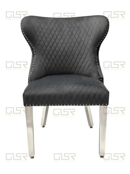 Valentino Grey Velvet Dining Chair - ASR Interiors