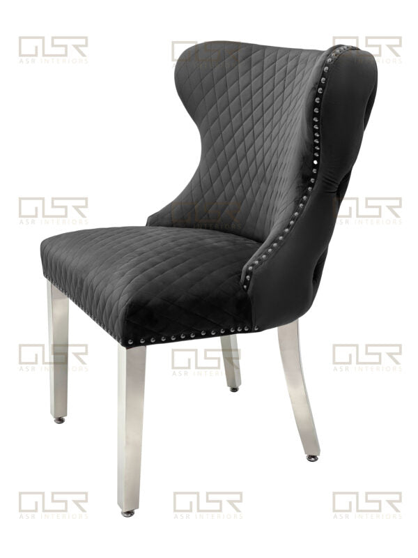 Valentino Grey Velvet Dining Chair - ASR Interiors