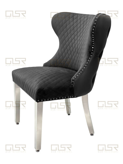 Valentino Grey Velvet Dining Chair - ASR Interiors