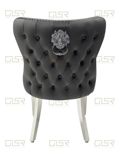 Valentino Grey Velvet Dining Chair - ASR Interiors