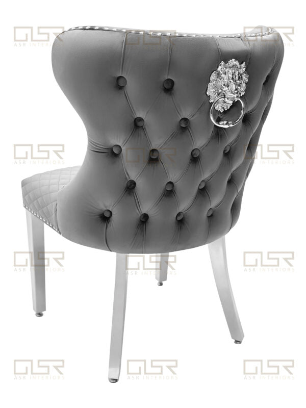 Valentino Grey Velvet Dining Chair - ASR Interiors