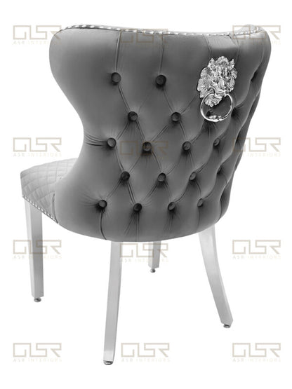 Valentino Grey Velvet Dining Chair - ASR Interiors