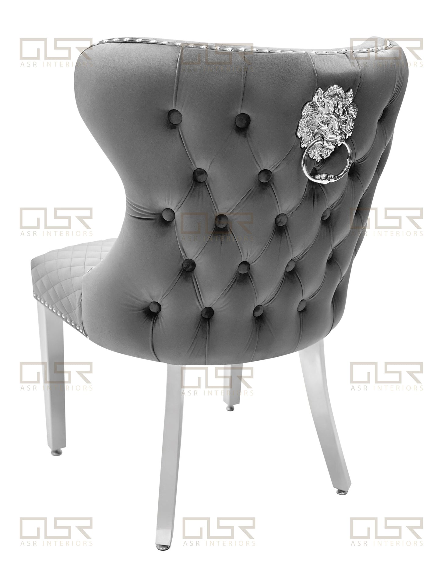 Valentino Grey Velvet Dining Chair - ASR Interiors