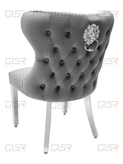 Valentino Grey Velvet Dining Chair - ASR Interiors