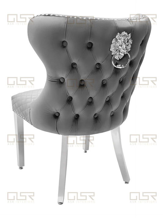 Valentino Grey Velvet Dining Chair - ASR Interiors