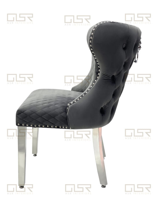 Valentino Grey Velvet Dining Chair - ASR Interiors