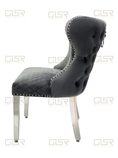 Valentino Grey Velvet Dining Chair - ASR Interiors