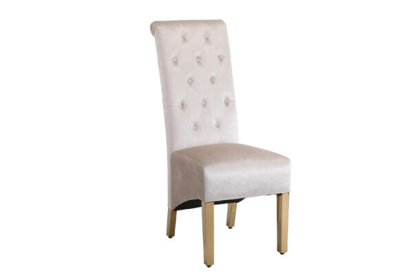 Sofia Cream & Gold Square Knocker Dining Chair - ASR Interiors