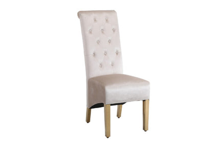 Sofia Cream & Gold Square Knocker Dining Chair - ASR Interiors
