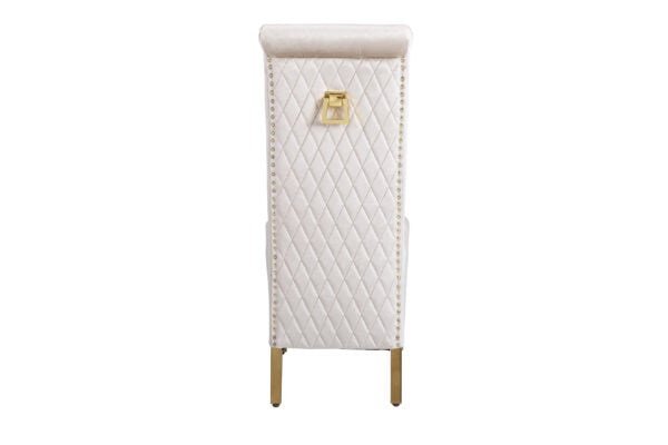 Sofia Cream & Gold Square Knocker Dining Chair - ASR Interiors