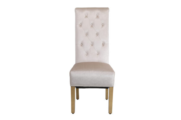 Sofia Cream & Gold Square Knocker Dining Chair - ASR Interiors