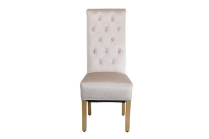 Sofia Cream & Gold Square Knocker Dining Chair - ASR Interiors