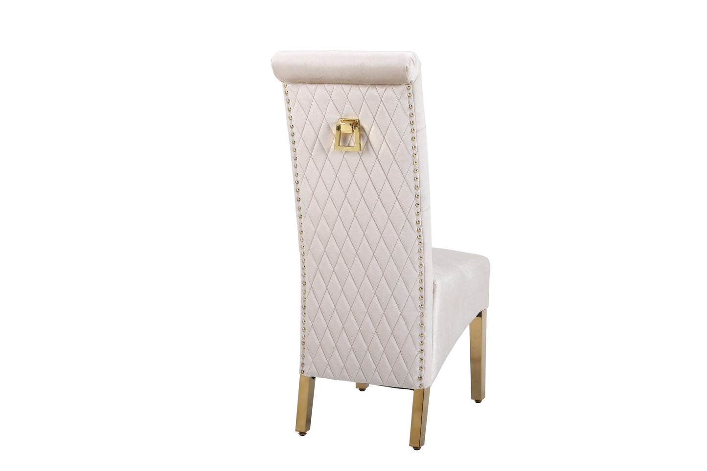 Sofia Cream & Gold Square Knocker Dining Chair - ASR Interiors