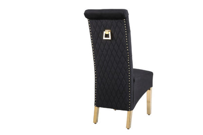 Sofia Black & Gold Square Knocker Dining Chair - ASR Interiors