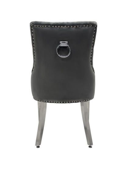 Valencia Hudson Grey PU Leather Dining Chair Ring Knocker - ASR Interiors