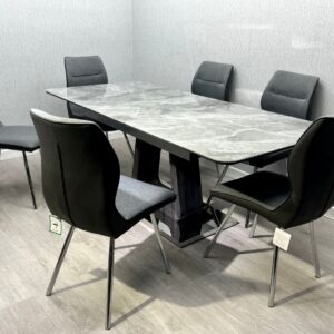 Zermatt 120cm Dining Table (120cm Fixed Top) (Grey Ceramic) with 4 Zermatt Chairs - ASR Interiors