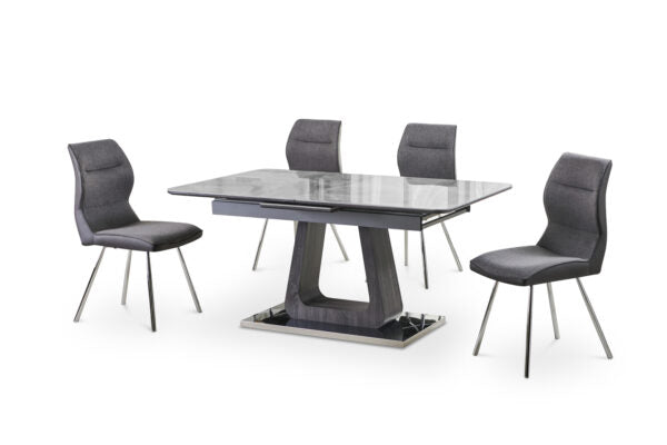 Zermatt 120cm Dining Table (120cm Fixed Top) (Grey Ceramic) with 4 Zermatt Chairs - ASR Interiors