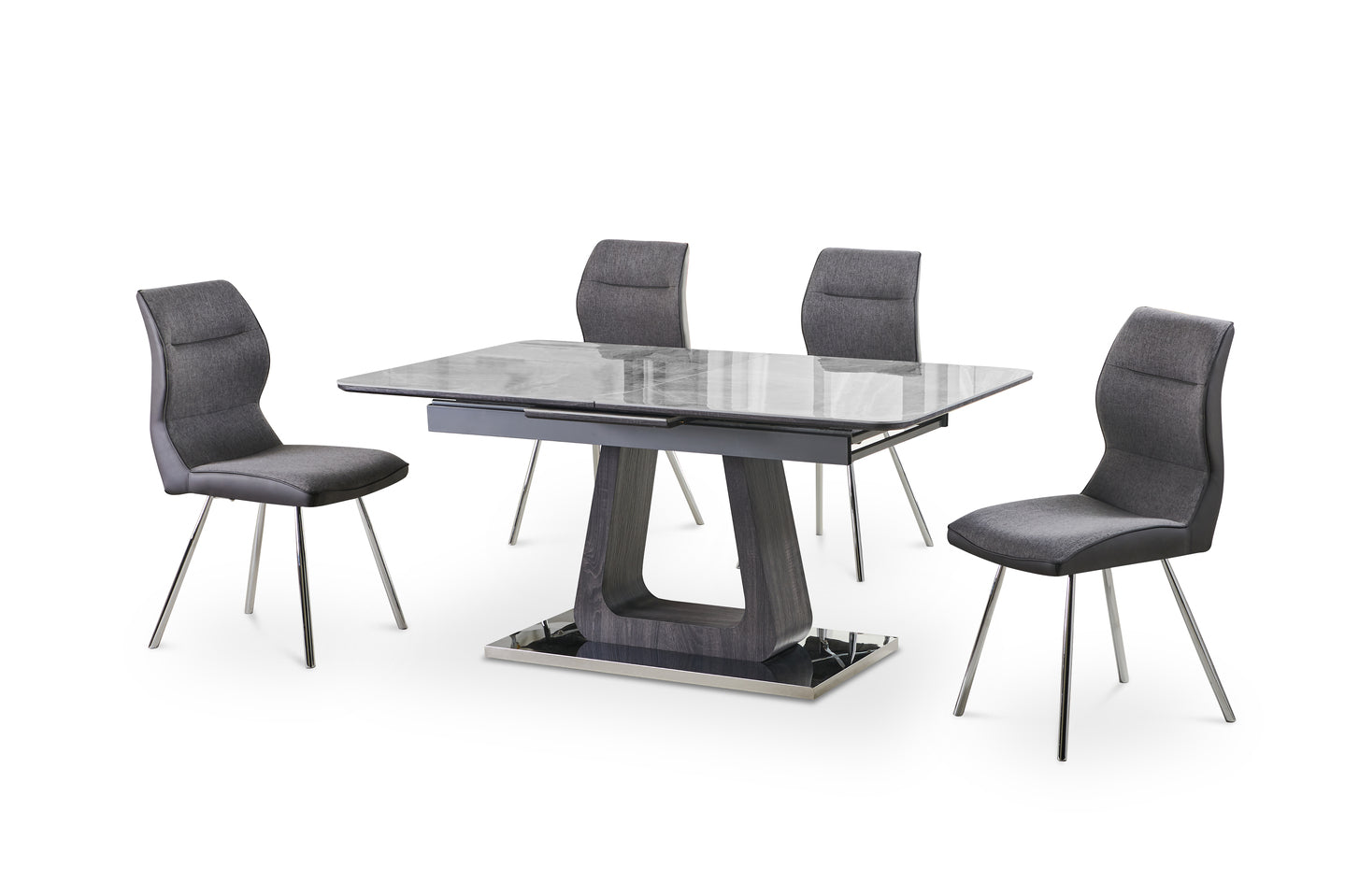 Zermatt 120cm Dining Table (120cm Fixed Top) (Grey Ceramic) with 4 Zermatt Chairs - ASR Interiors